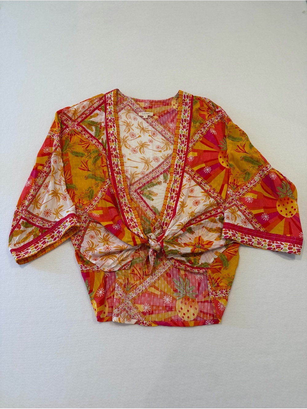 Haute Hippie Pink & Orange Floral Open-Front Kimono